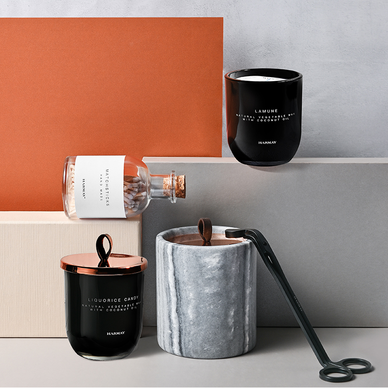 M&Scent عمده فروشی تزیینات سفارشی لوکس لیبل خصوصی شمع های موم سویا معطر کریستال مشکی شیشه ای