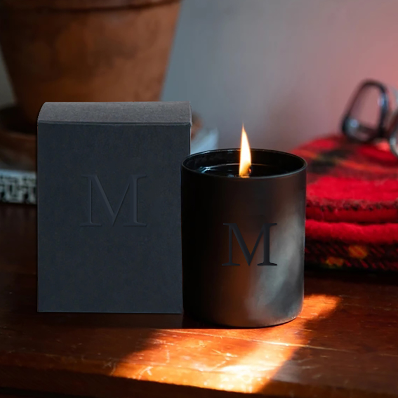M&Scent عمده فروشی شیشه های مجلل مشکی عروسی تزئینی شمع سویا معطر با کریستال