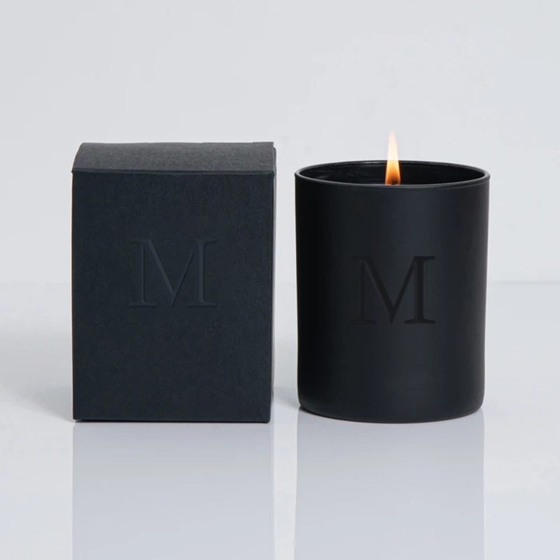 M&Scent عمده فروشی شیشه های مجلل مشکی عروسی تزئینی شمع سویا معطر با کریستال
