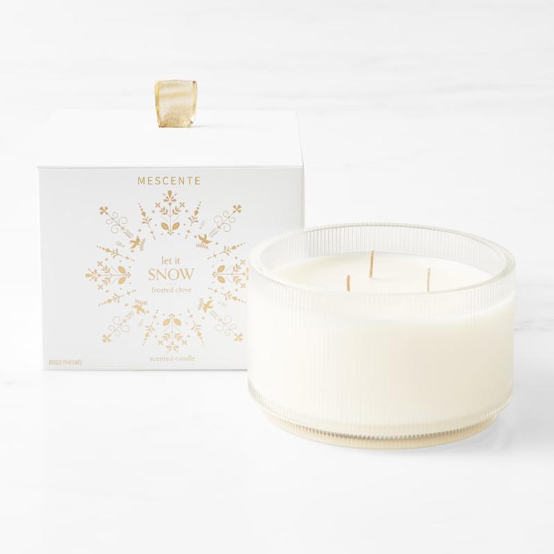 نشان‌واره سفارشی ساخت M&Scent شمع‌های سویا معطر شفافیت ارگانیک با برچسب ویژگی در ظرف شیشه‌ای