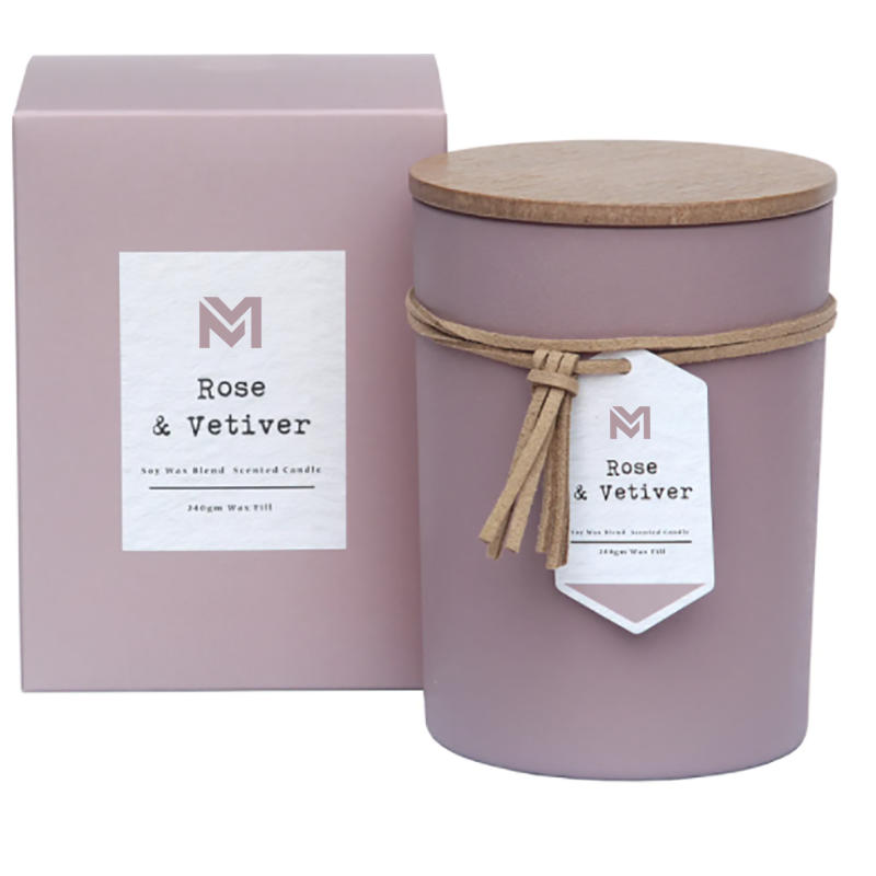 عطر و بوی M&S با لیبل خصوصی درب چوب آروماتراپی عطر شمع موم سویا ست هدیه در ظرف شیشه ای
