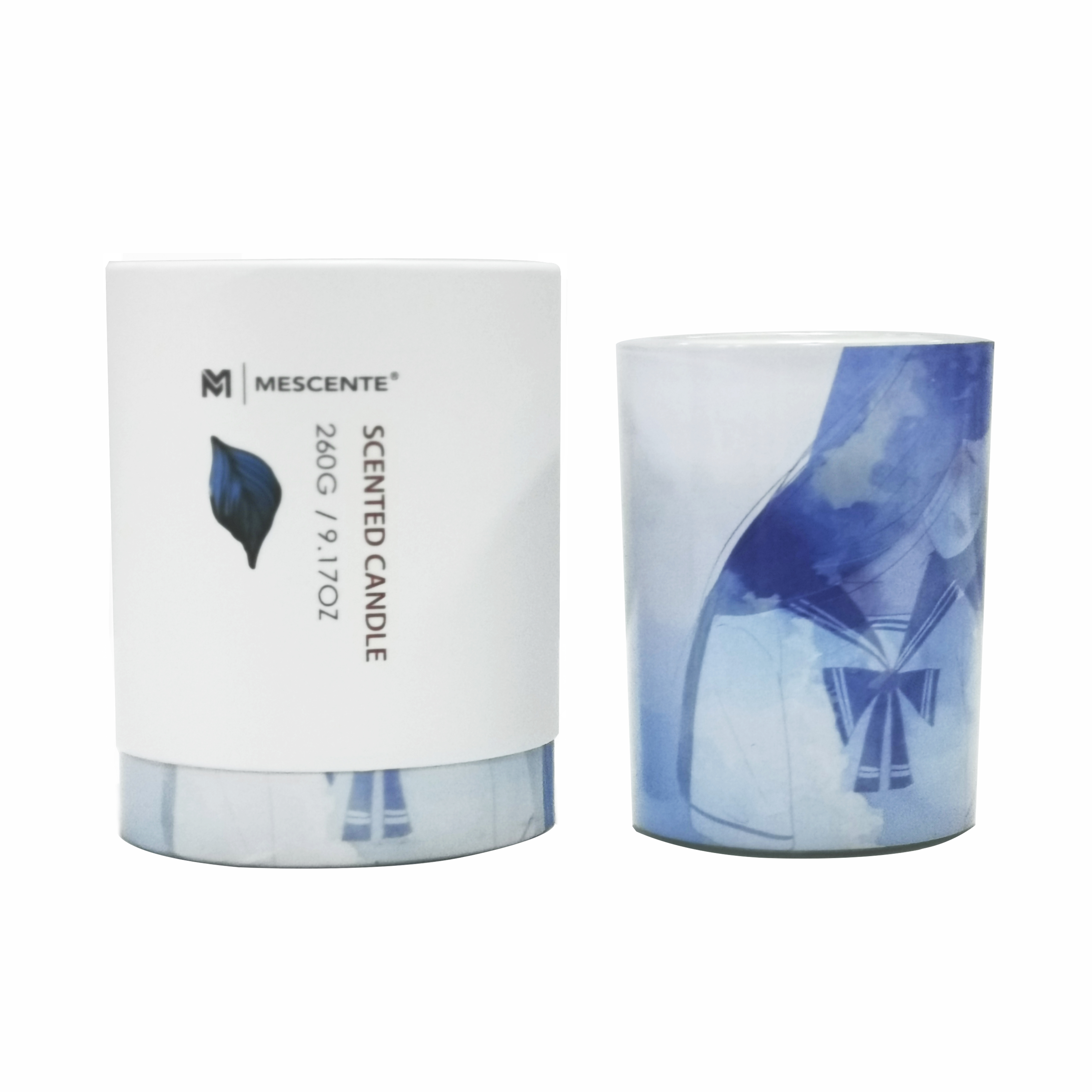 M&Scent عمده فروشی لیبل خصوصی شمع نخل شیشه ای سبز رنگ، شمع های معنوی