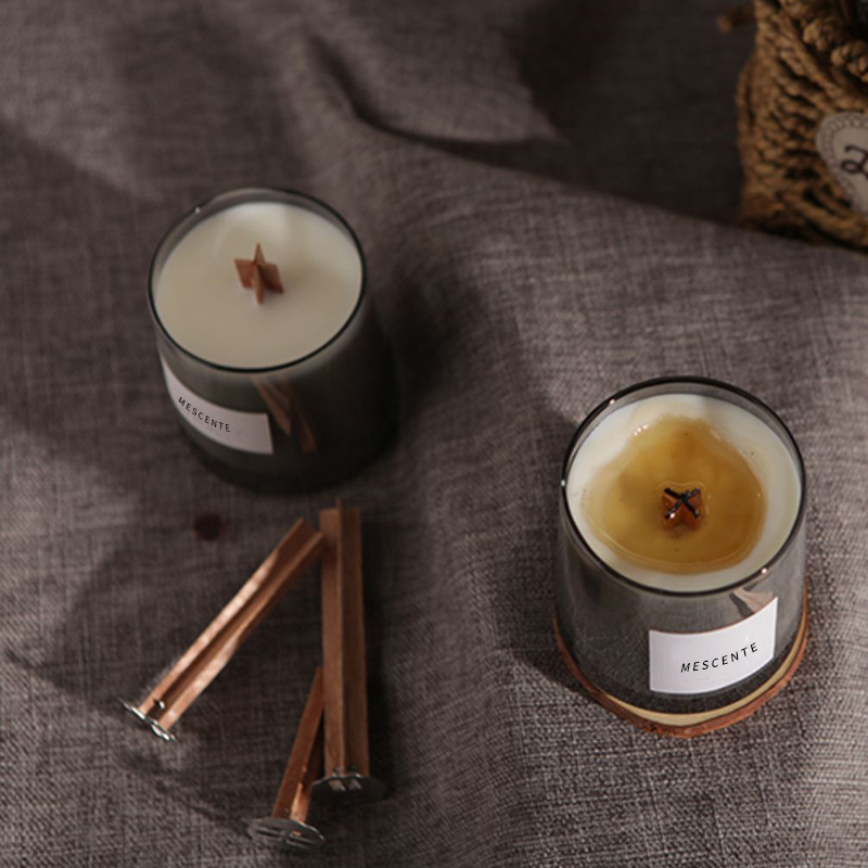 شیشه های لوکس M&Scent فتیله های چوبی کریستالی شمع موم سویا معطر، شمع عروسی