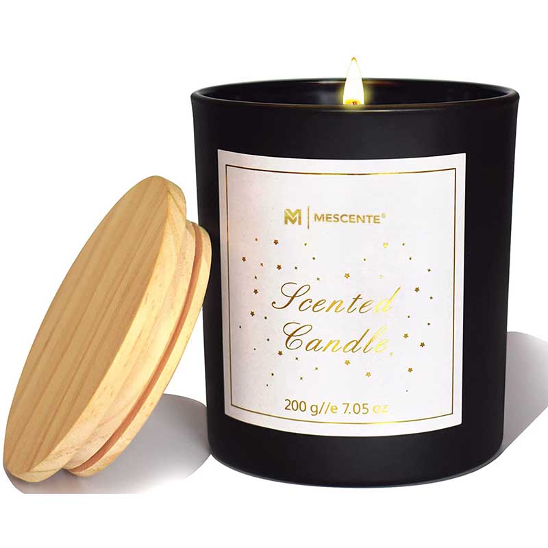 نشان‌واره سفارشی M&Scent بطری شیشه‌ای کریستال گرد قوی شمع‌های معطر موم قهوه با جعبه به صورت عمده