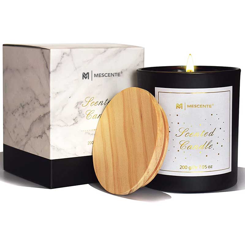 نشان‌واره سفارشی M&Scent بطری شیشه‌ای کریستال گرد قوی شمع‌های معطر موم قهوه با جعبه به صورت عمده