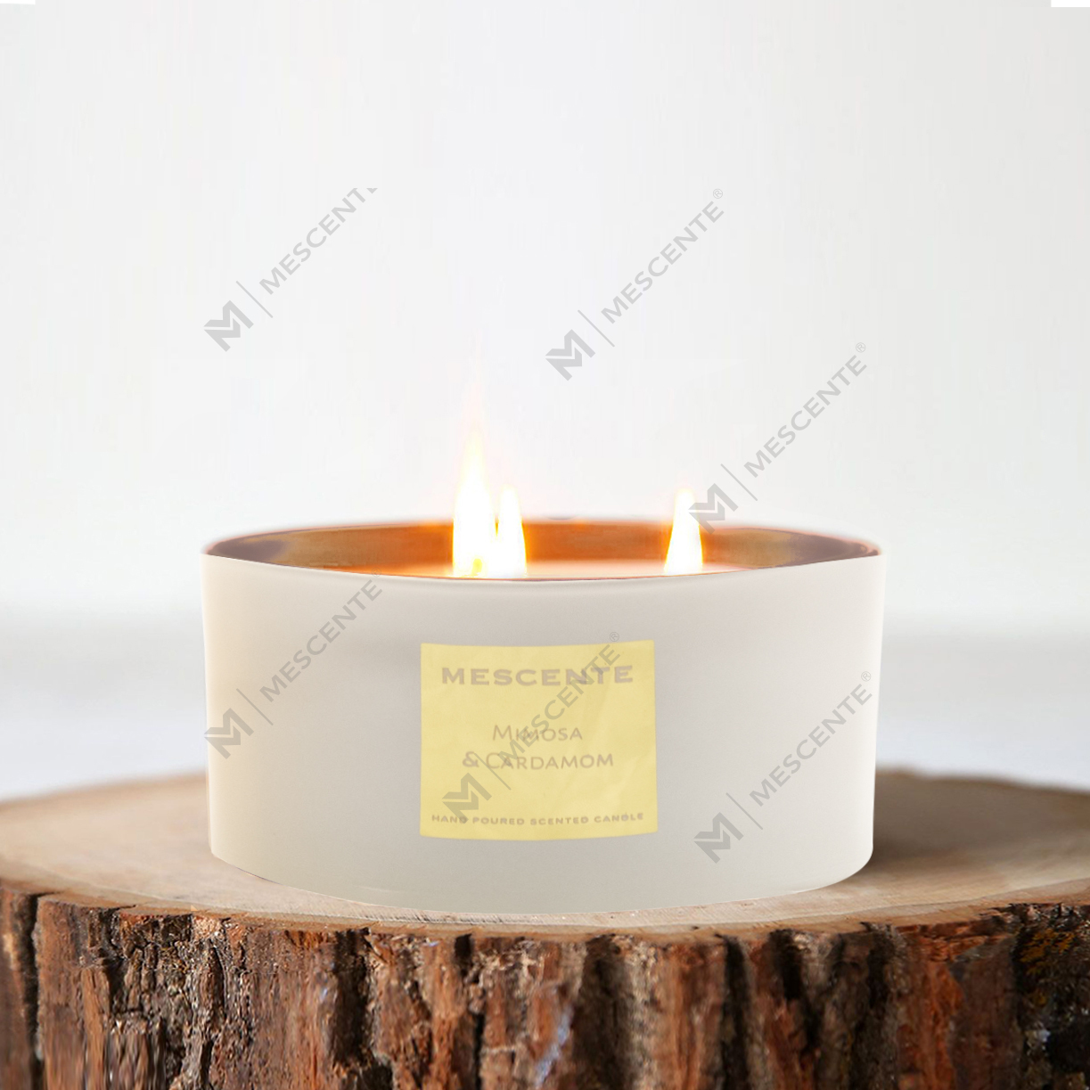 ست هدیه شمع نخل نارگیل معطر سه فیتیله آروماتراپی تزئینی M&Scent