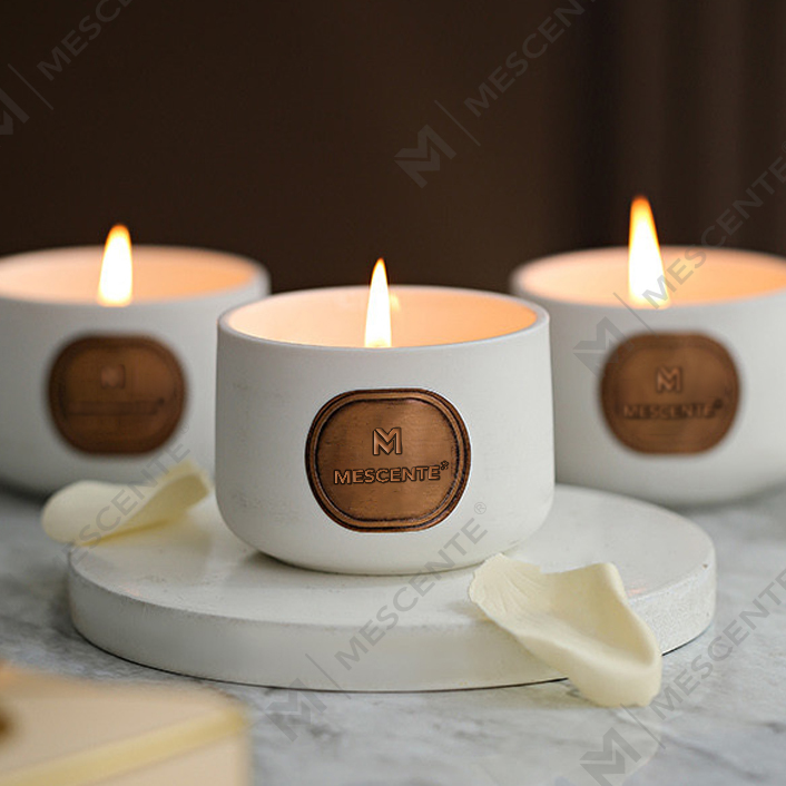 مجموعه های کادویی شمع موم نارگیل معطر سفارشی سرامیکی با برچسب خصوصی M&Scent