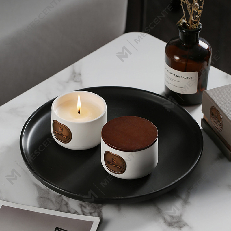 مجموعه های کادویی شمع موم نارگیل معطر سفارشی سرامیکی با برچسب خصوصی M&Scent