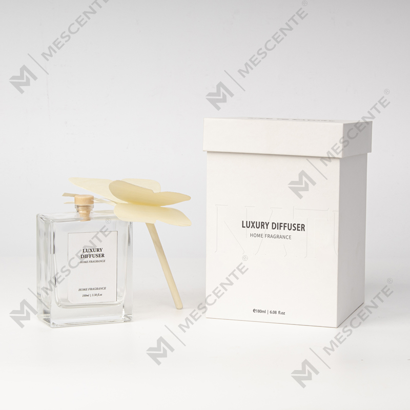 M&Scent بطری بزرگ مربعی بزرگ رایحه‌ی مایع راتن‌درمانی عطر پخش‌کننده نی با درب