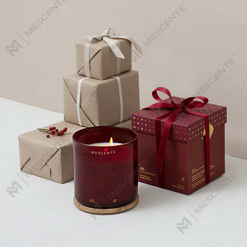 شمع‌های موم سویا معطر و تزئینی کریسمس دست‌ساز لوکس سفارشی M&Scent با جعبه هدیه