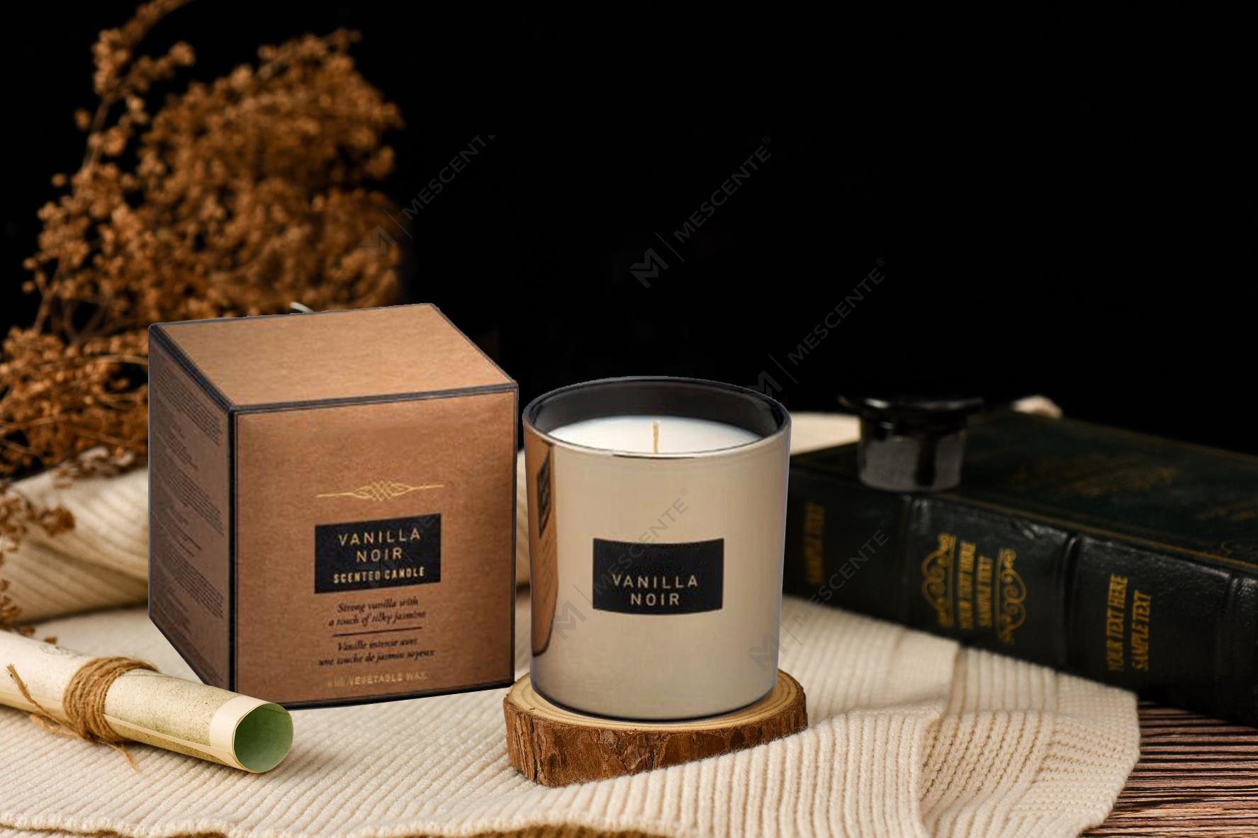 شمع سویا معطر شیشه ای آینه ای با ظرفیت 540 گرم