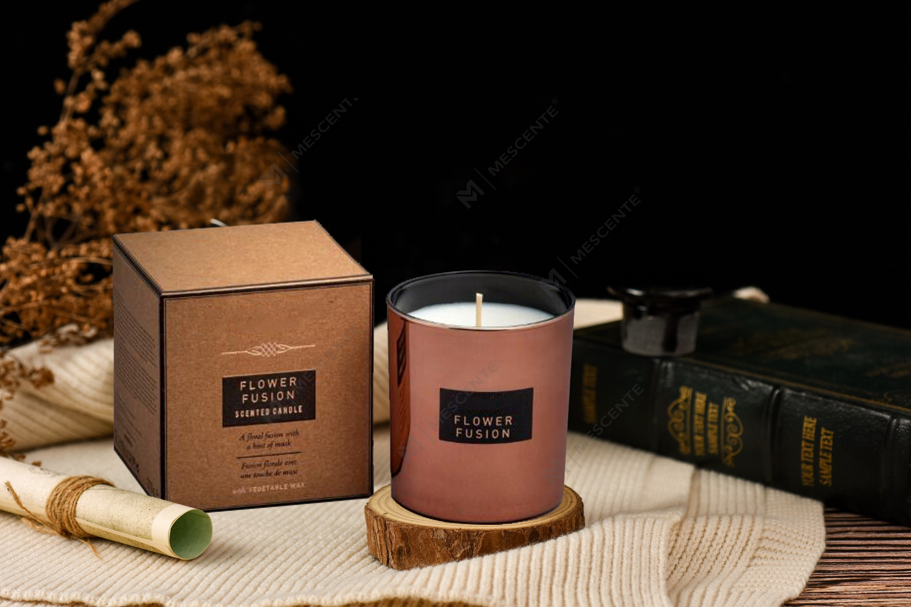 شمع سویا معطر شیشه ای آینه ای با ظرفیت 540 گرم