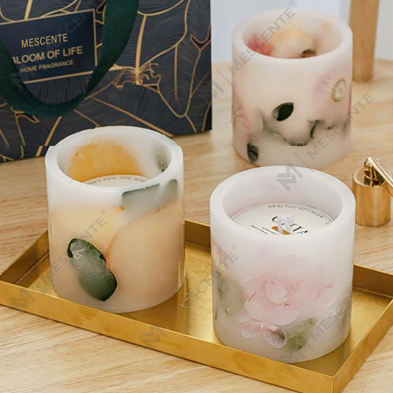 ست کادویی شمع چای سبز موم طبیعی سویا طبیعی لوکس M&Scent
