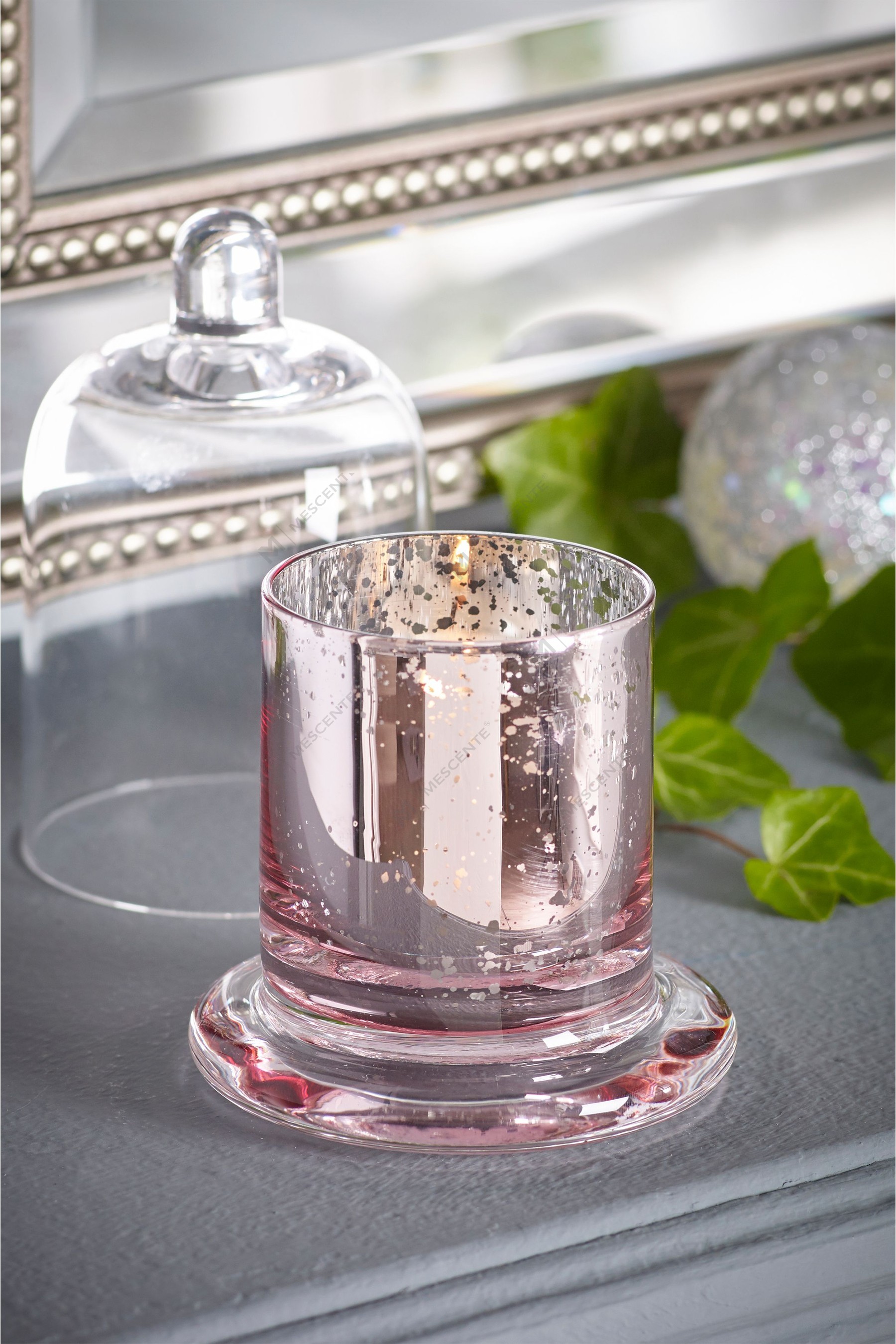 پوشش گنبدی نقره ای لوکس Mescente شیشه گنبدی جا شمعی معطر