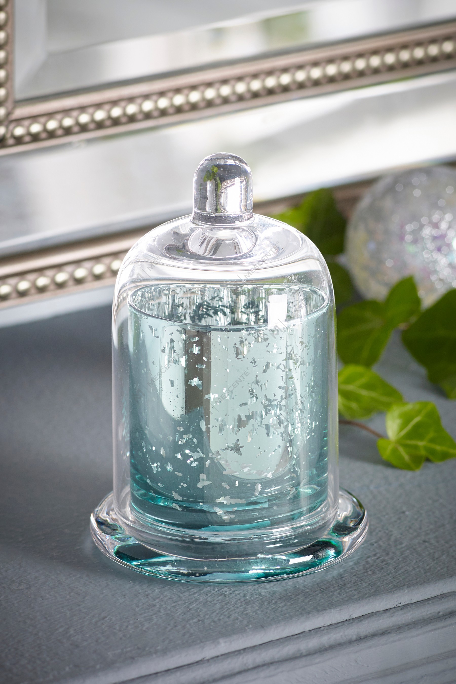 پوشش گنبدی نقره ای لوکس Mescente شیشه گنبدی جا شمعی معطر