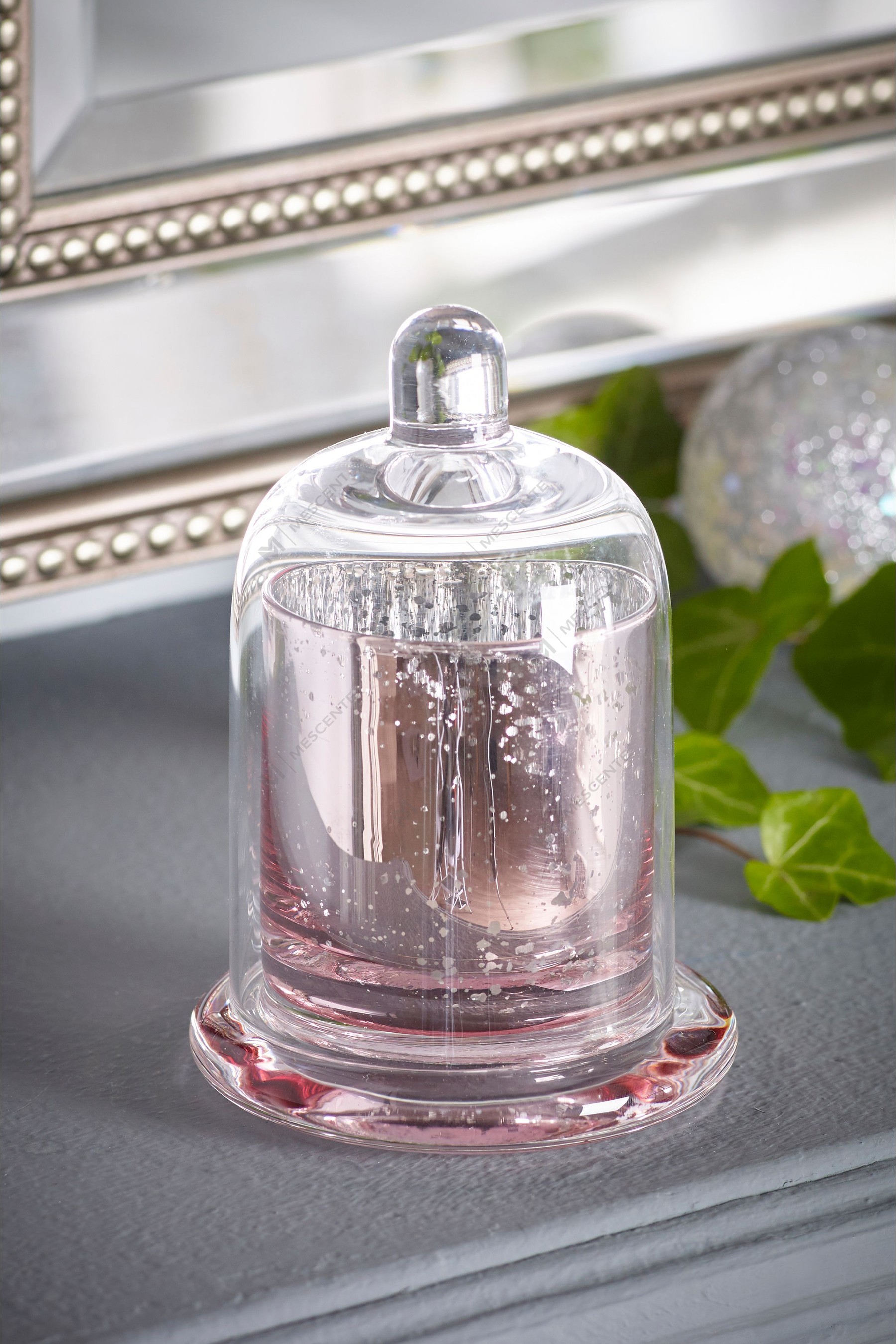 پوشش گنبدی نقره ای لوکس Mescente شیشه گنبدی جا شمعی معطر