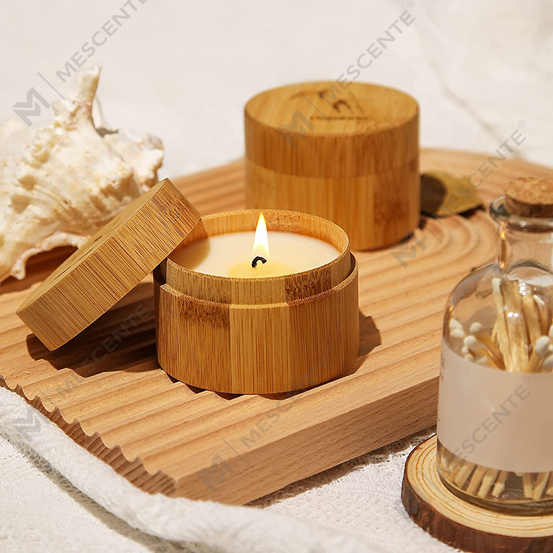 شمع خوش بوی بامبو و نمک دریا برای خانه معطر، ست شمع ارگانیک موم سویا
