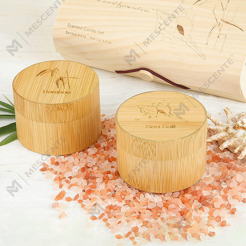 شمع خوش بوی بامبو و نمک دریا برای خانه معطر، ست شمع ارگانیک موم سویا