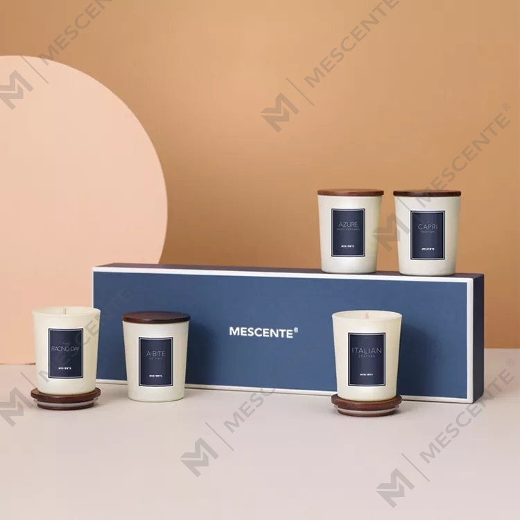 M&scent عمده فروشی لیبل خصوصی روغن عطر شمع های معطر لوکس با درب، شمع رایحه درمانی