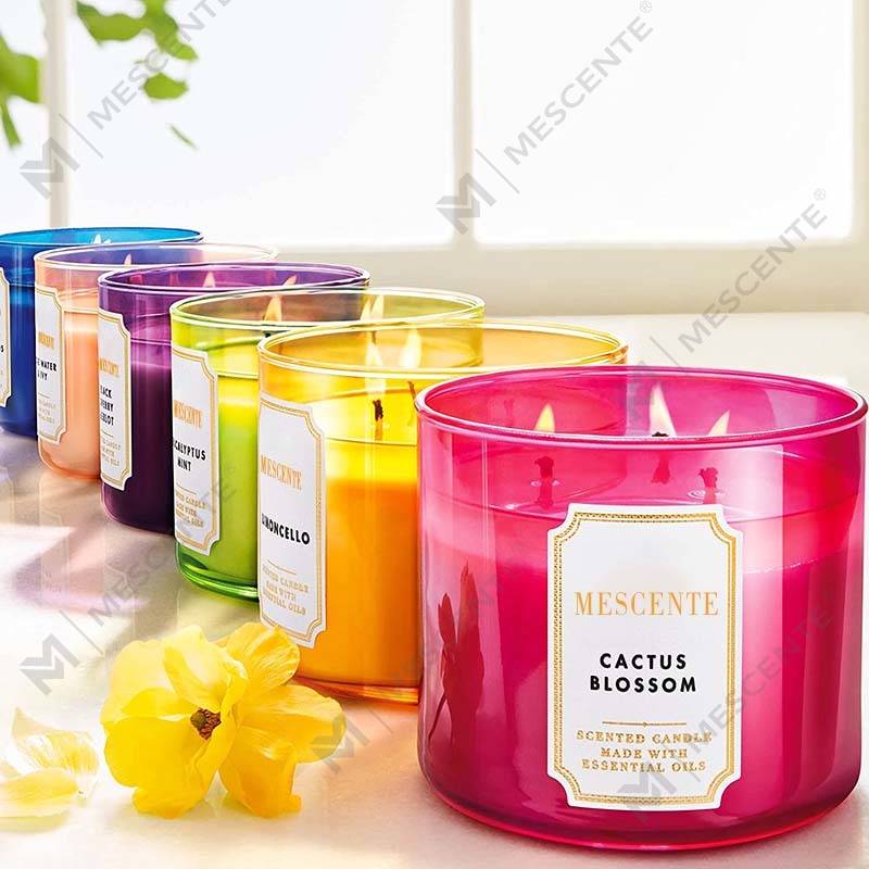 هدیه دست ساز M&Scent شمع موم سویا با یاس طبیعی 3 فیتیله ای، شمع کریستال آروماتراپی با برچسب خصوصی