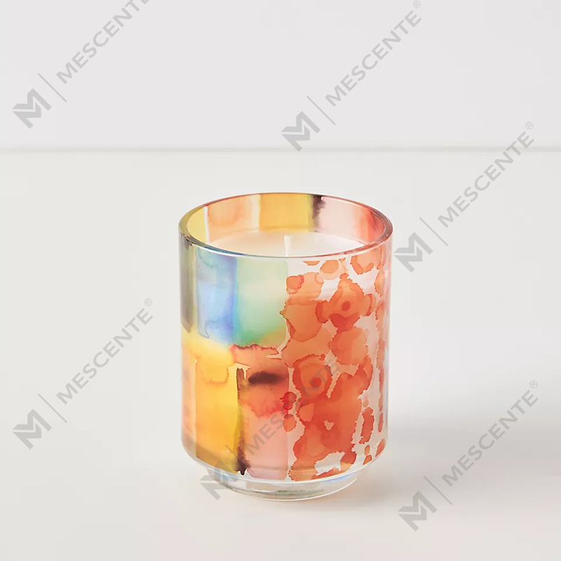 شمع‌های موم سویا معطر کریستال شیشه‌ای رنگارنگ 3 Wick A Sunday Painter Glass