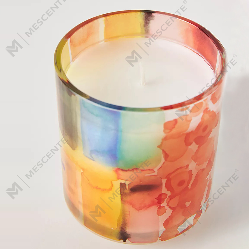 شمع‌های موم سویا معطر کریستال شیشه‌ای رنگارنگ 3 Wick A Sunday Painter Glass