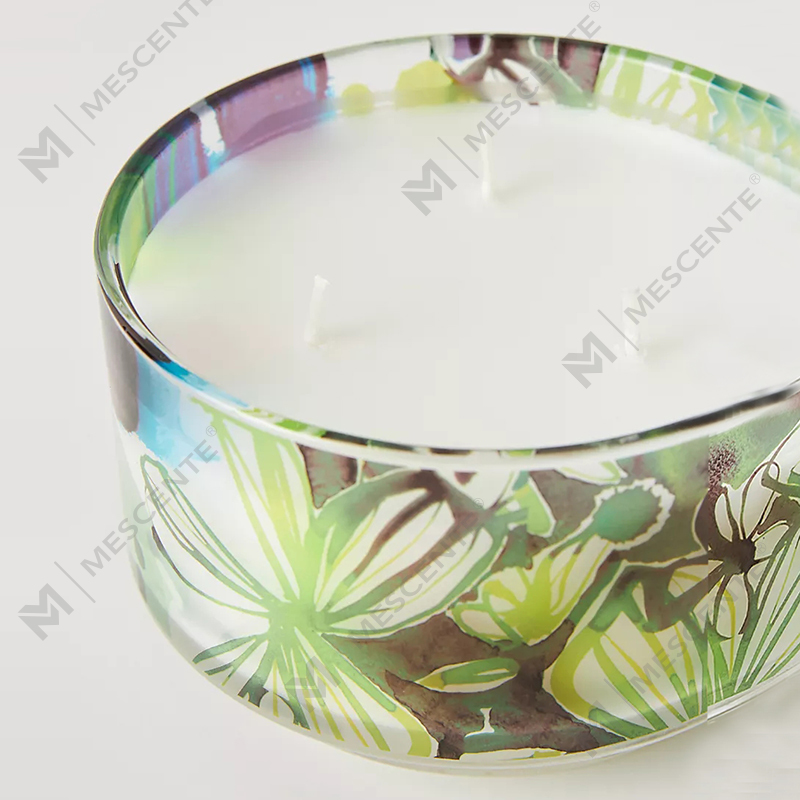 شمع‌های موم سویا معطر کریستال شیشه‌ای رنگارنگ 3 Wick A Sunday Painter Glass