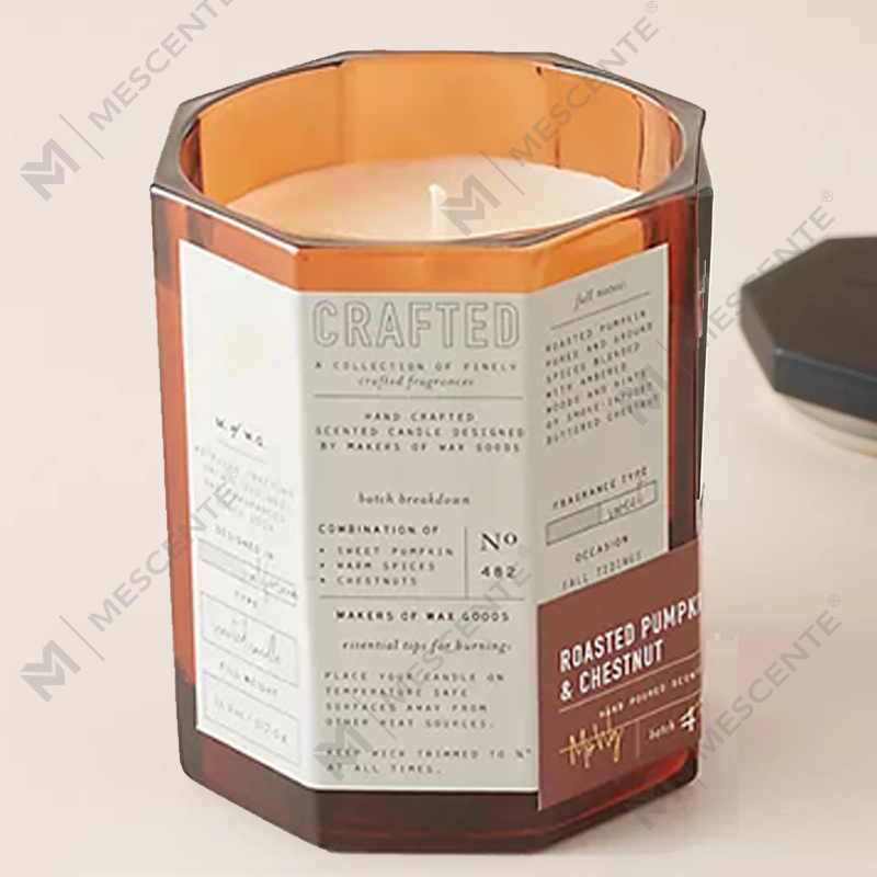 شمع شیشه ای دستکاری شده پاییزی درب چوبی سفارشی M&Scent