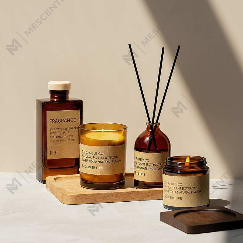 دیفیوزر نی دیفیوزر منزل و ست شمع معطر دکور لوکس M&Scent با بسته بندی جعبه
