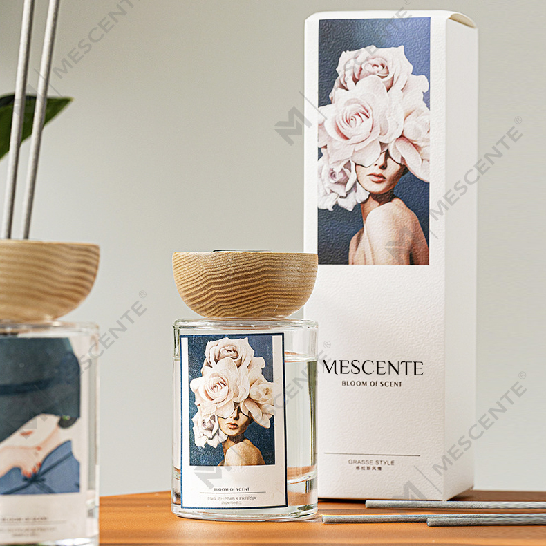 ست های پخش کننده نی بطری شیشه ای برچسب خصوصی M&Scent با درپوش