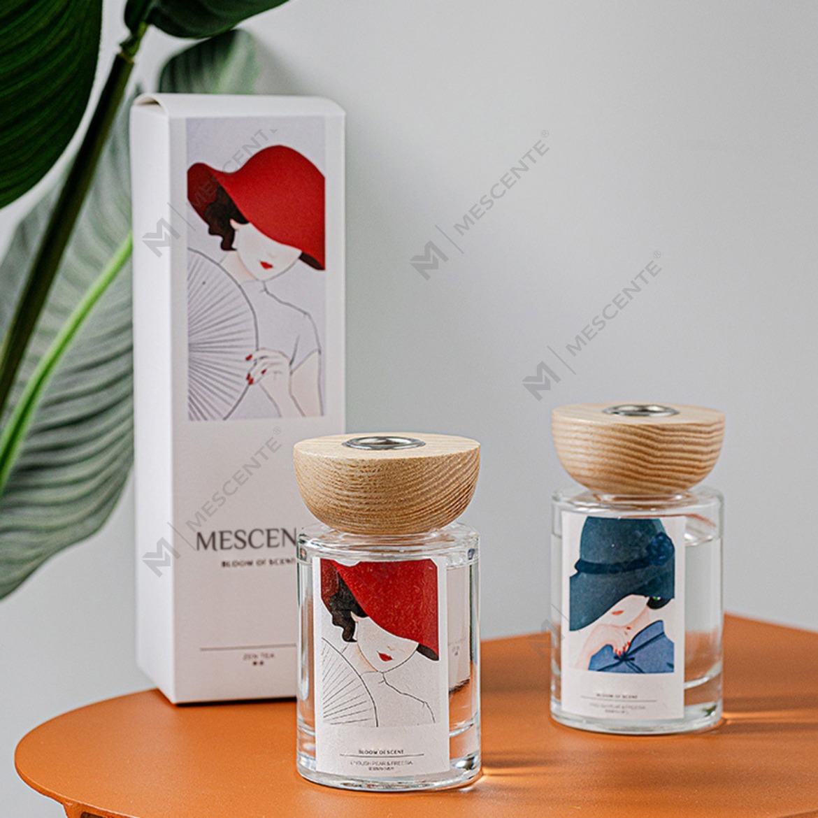 ست های پخش کننده نی بطری شیشه ای برچسب خصوصی M&Scent با درپوش